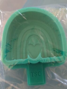 Silicone Rainbow Wit Heart Freshie Mold in Teal